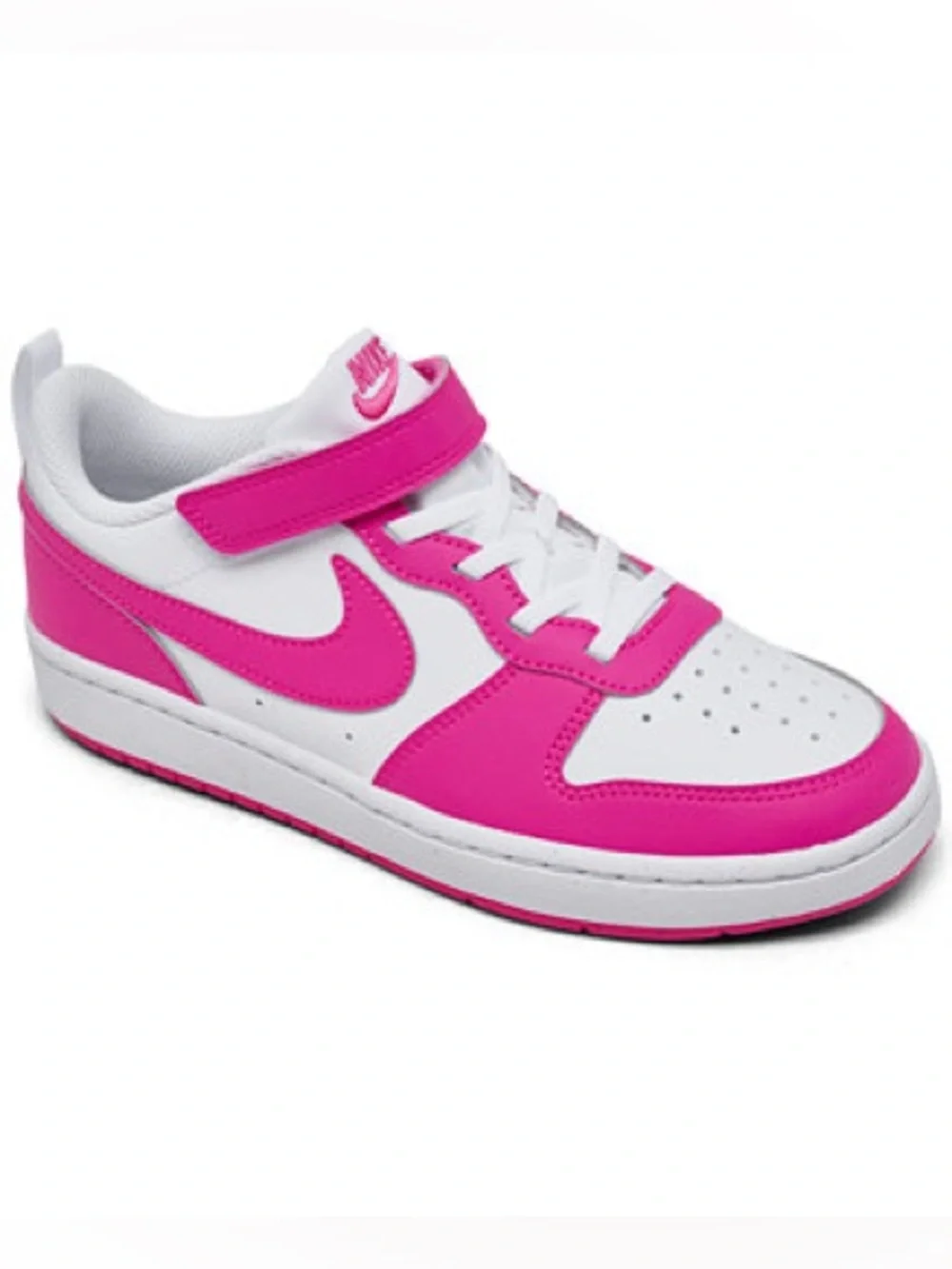 Girls NIKE Court Borough Low Pink & White Casual Sneakers- Size 2